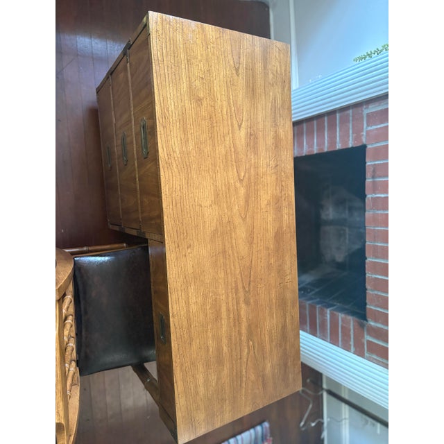 Matched Dixie Campaigner Desk & Chair Set, C. July 1978 — 767 Collection, Original Brass Hardware For Sale - Image 12 of 12