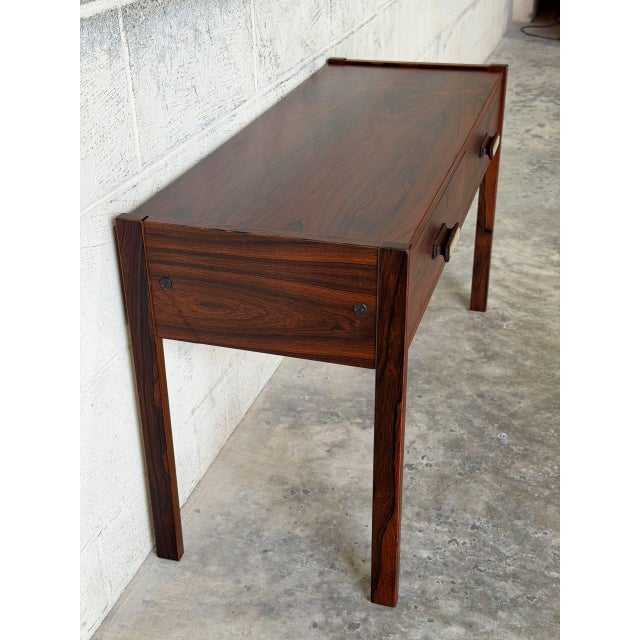 Brown Rosewood Entry Table With Two Drawers Danish Mid-Century Modern 1960s For Sale - Image 8 of 13
