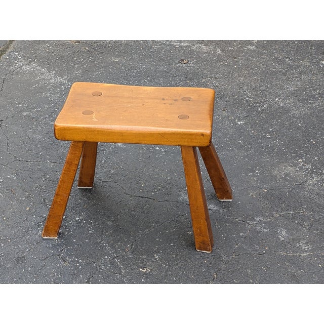 Wood 1960s Vintage Solid Wood Brutalist Stool, Dutch Design For Sale - Image 7 of 7
