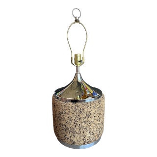 1970s Space Age Cork Mirror Chrome Barrel Lamp For Sale