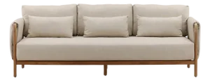 Hermosa Outdoor Teak & Beige Sofa
