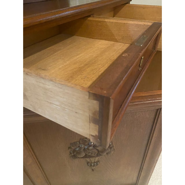 Wood Mid 20th Century Exquisitely Unique Black Forest Style Carved Oak Old European German Buffet/Sideboard For Sale - Image 7 of 12