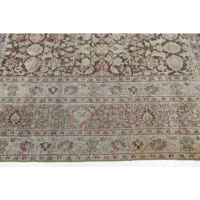 Antique Doroksh Wool Rug With Muted Crimson and Ice Blue Patina 9 X 13 For Sale In New York - Image 6 of 11