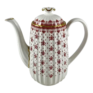 Spode Fleur De Lys Red & Gold Bone China Fluted Chelsea Coffee Pot