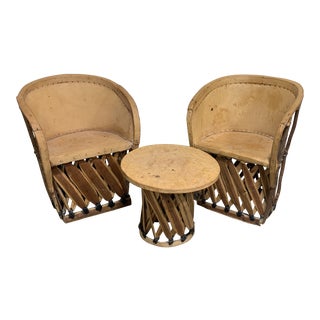 1960s Equipale Chairs and Tabl Set - Set of 3 For Sale