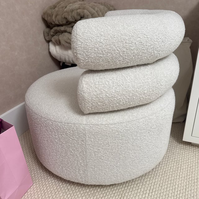 Pottery Barn Modern Boucle Swivel Accent Chair For Sale - Image 4 of 12