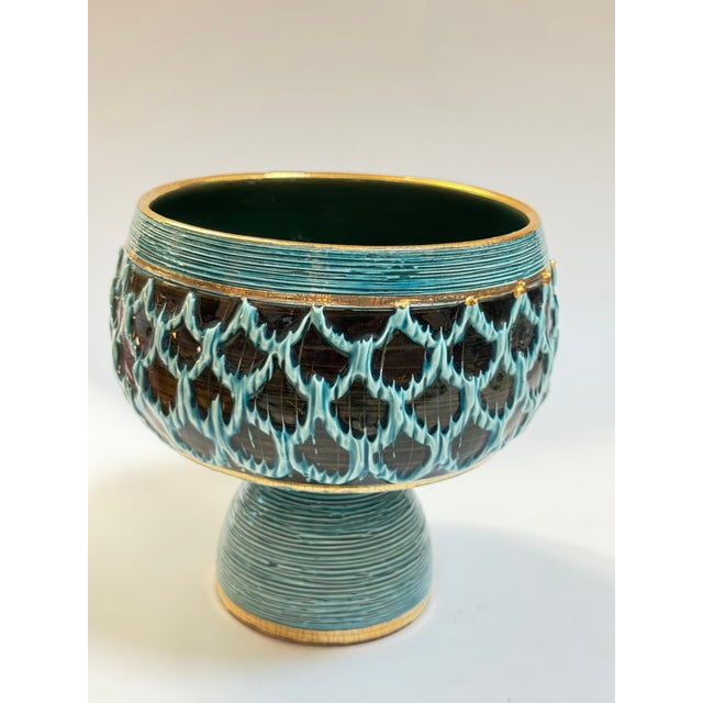 Mid-Century Modern Vintage Aldo Londi for Bitossi "Seta" Pedestal Bowl 1960s For Sale - Image 3 of 11