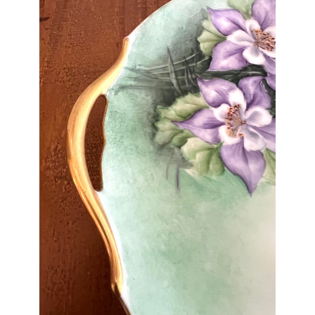 Antique Austrian Hand-Painted Columbine Serving Dish For Sale In New York - Image 6 of 10