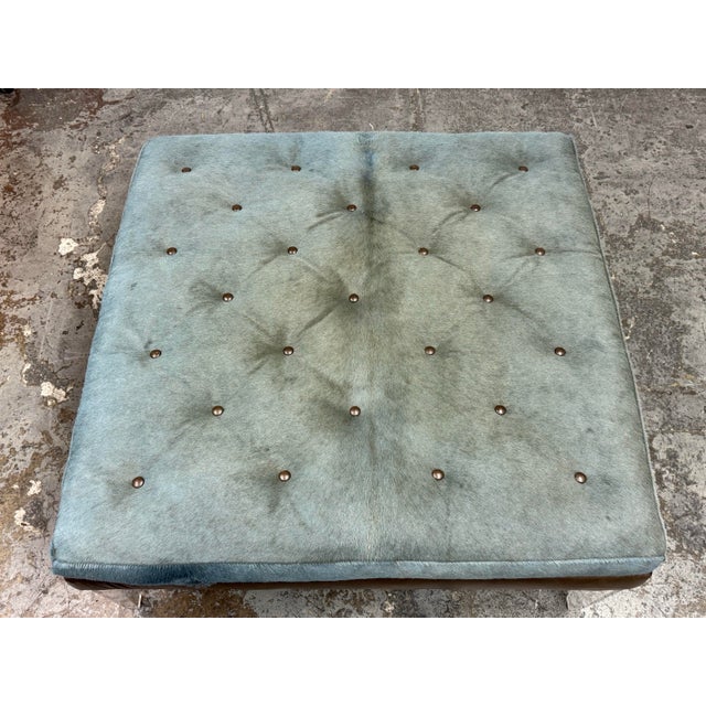 2010s Lee Industries for Witford Hide + Leather Ottoman For Sale - Image 5 of 12