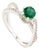 Art Deco Emerald & Diamond Crossover Cocktail Ring in 18k White Gold Size 6.5 For Sale