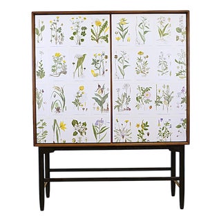 Vintage Cabinet with Nordens Flora Illustrations in the style of Josef Frank, 1960s For Sale