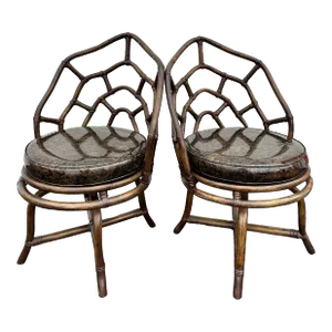 1950s Tommi Parzinger and Henry Olko for Willow and Reed Dining Chairs Labeled - Set of 2