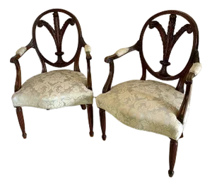 Set of Antique Carved Mahogany Armchairs
