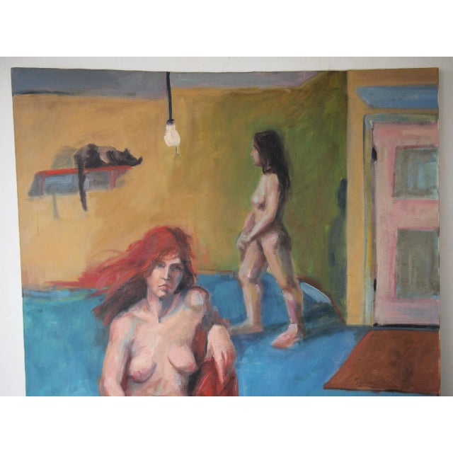 -Interesting, impressionist style figurative / portrait painting by artist GERALDINE (GERRIE) CUFF, depicting two nude...