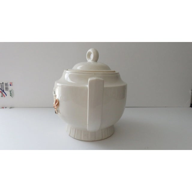 1930s Porcelier Tea Pot Vitreous Hand Decorated China Colonial Hearth Made in Usa For Sale - Image 9 of 13