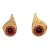 Vintage Signed Mosell Goldtone Faux-Garnet Clip Earrings- 2 Pieces For Sale