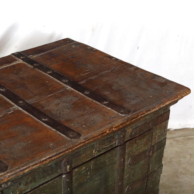 Indian Antique Indian Teakwood Pitara Chest Console For Sale - Image 3 of 9
