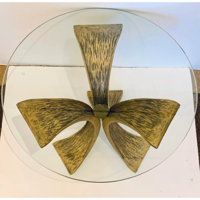 Modern Studio a Home Antique Brass Finished Lotus End Table For Sale - Image 3 of 4