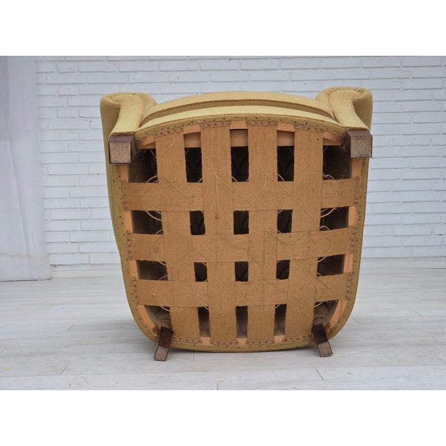 Green Danish Relax Chair in Light Green Furniture Wool, 1960s For Sale - Image 8 of 16