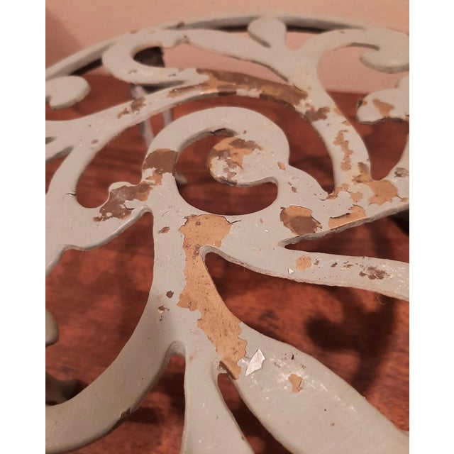 Vintage Metal Plant Stand Chippy Paint For Sale - Image 9 of 10