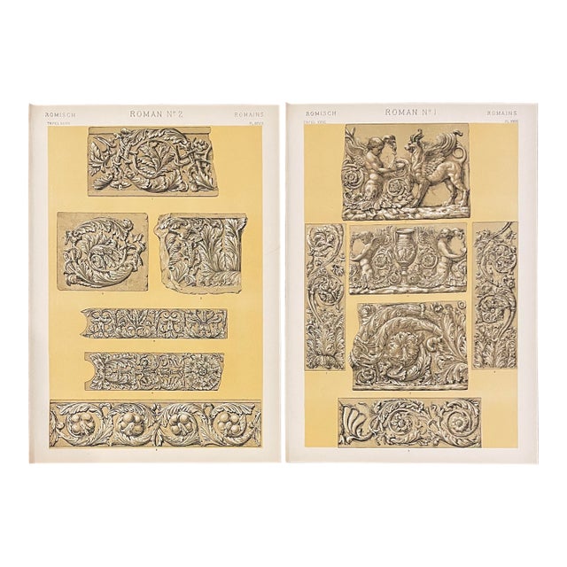 Pair of Roman Chromolithographs From Grammar of Ornament by Owen Jones For Sale