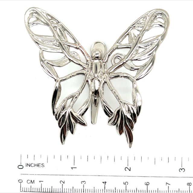 1990s John Hardy Estate Ladies Butterfly Brooch & Scarf Clip Rhodium Plated For Sale - Image 4 of 6