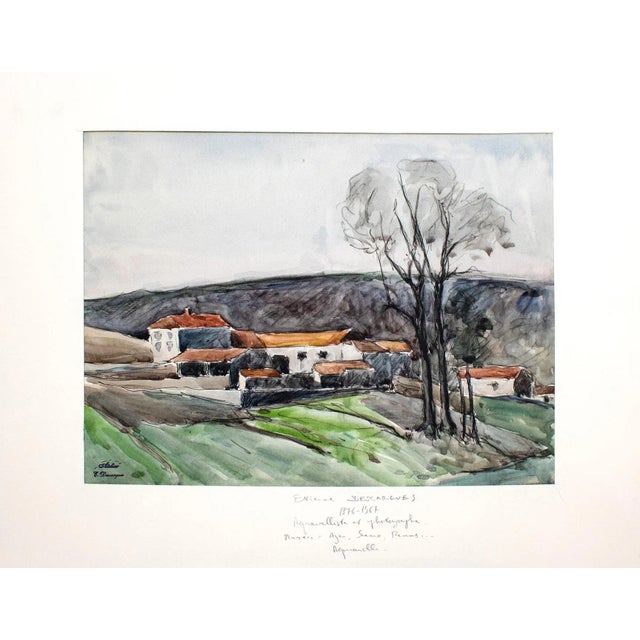 Mid 20th Century "Aquarelle" Expressionist Landscape Naturalistic Aquarelle Watercolor Painting on Paper by Etienne Descargues For Sale - Image 12 of 12