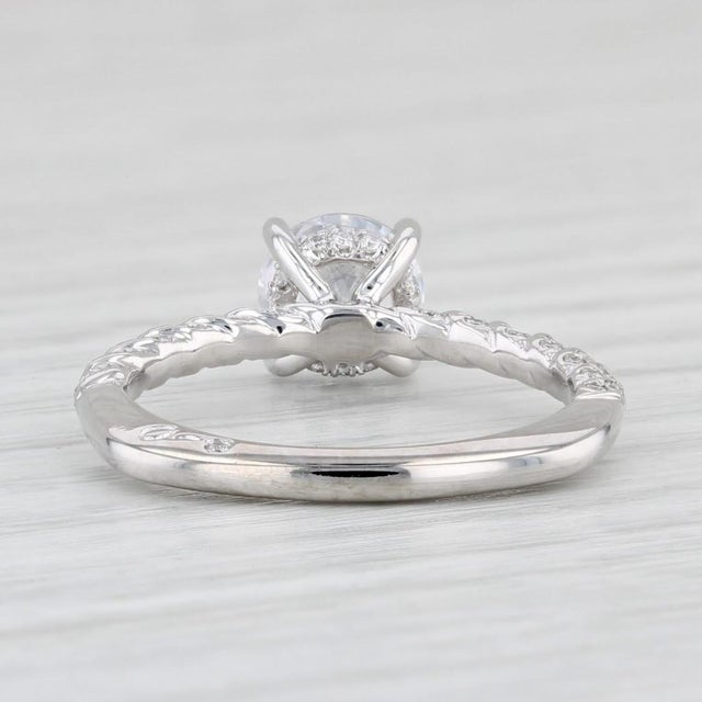A Jaffe Round Semi Mount Diamond Engagement Ring 18k White Gold Size 6 For Sale - Image 4 of 8
