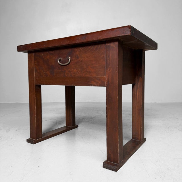 Japanese Minimalist Side Table with Drawer, 1920s For Sale - Image 11 of 12