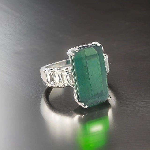 Natural Tourmaline Sapphire Ring 7 14k WG 12.17 TCW Certified For Sale - Image 17 of 18