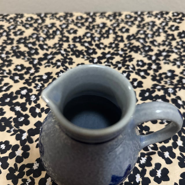 1970s 1970s Glazed Blue Stoneware Marzi and Remy Jug Creamer Germany For Sale - Image 5 of 8