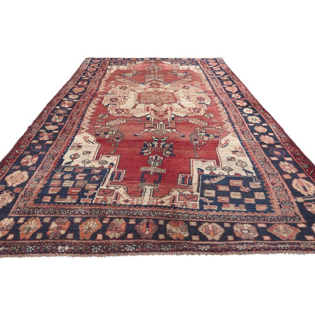 Mid-Century Modern Vintage Persian Mazlaghan ​Hamadan Rug - 04'10 X 11'03 For Sale - Image 3 of 9