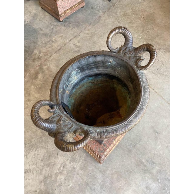 Late 19th Century Antique Bronze Ram Urns - A Pair For Sale - Image 6 of 7