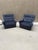 Mid-Century Modern Vintage Space Age Blue Lounge Chairs On Wheels, 1970s, Set of 2 For Sale - Image 3 of 9