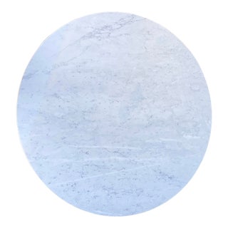 Large Round Carrera Stone Marble Slab Dining Table Top by Made Goods For Sale