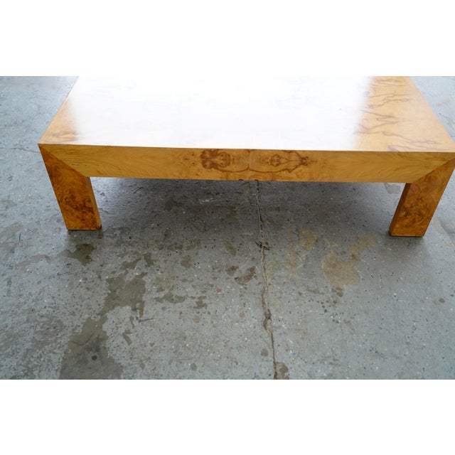 1970s Attributed to Milo Baughman for Thayer Coggin Large Burlwood Coffee / Cocktail Table For Sale - Image 13 of 16