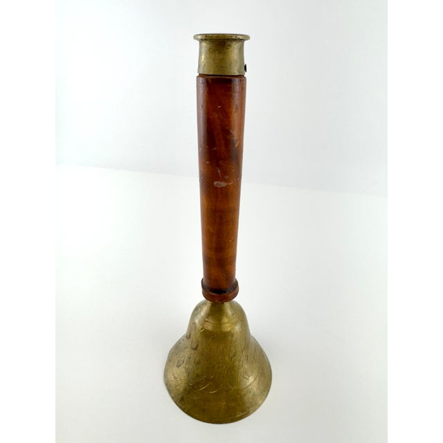 Vintage Brass & Turned Wood Hand Bell For Sale In Little Rock - Image 6 of 7