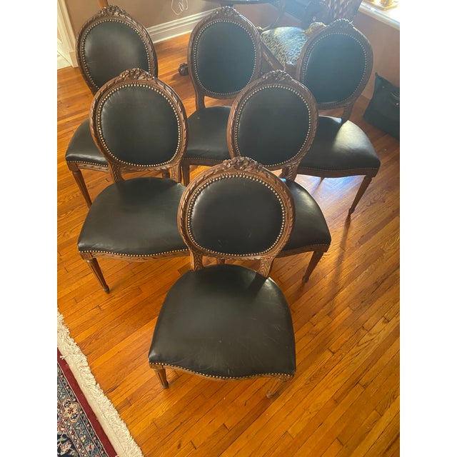 Vintage Oval Medallion Dining Room Chairs Louis XVI Set of 6 For Sale - Image 13 of 13