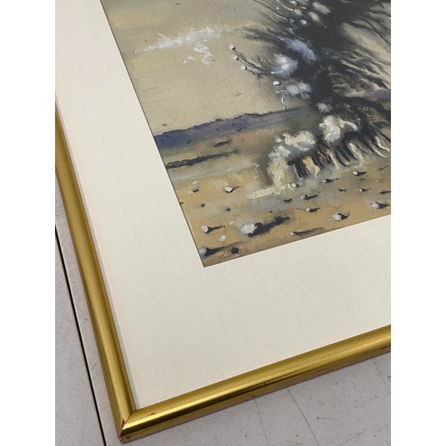 Vintage Surreal Landscape Original Watercolor C.1970 For Sale - Image 4 of 12