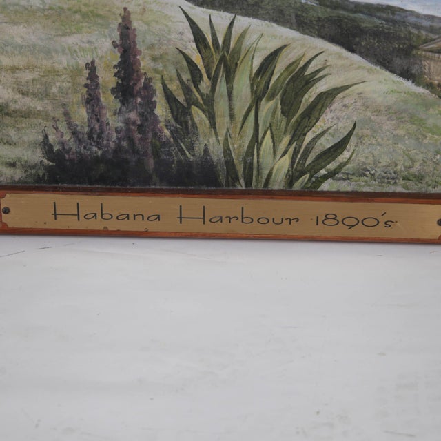 Large painting on canvas, "The Port of Havana in 1890." Painted in the 1960s, beautifully framed. Lovely colors, large...