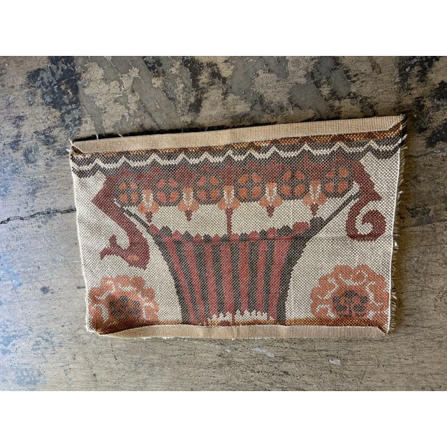 1950-60s Viking ship motif Wall hanging. Has bright Red and Orange colors along with black and white. Midcentury Wall Art....