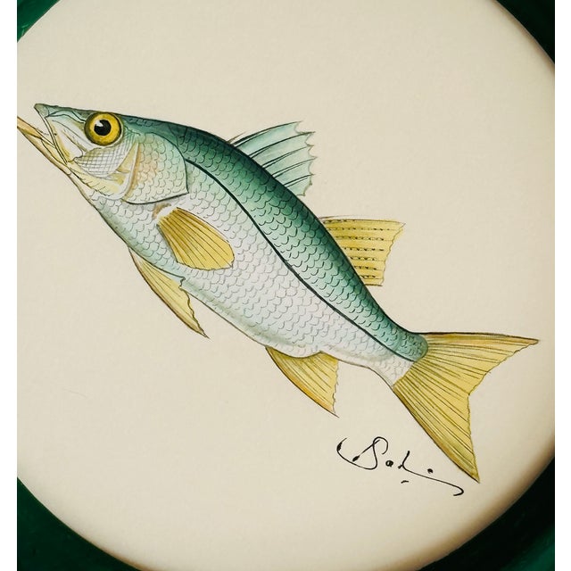 hand-painted (as always) in soft washes of seafoam teal and warm buttery yellow. His gently arched body comes alive...