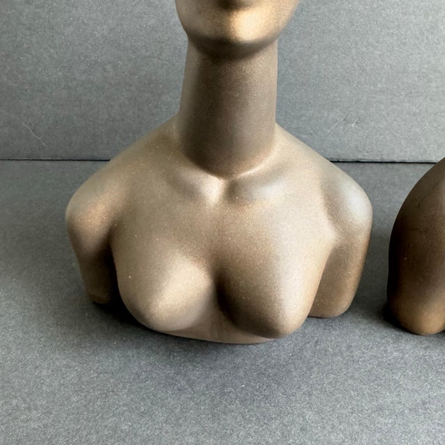 California Pottery Male & Female Tribal Bust Brayton Laguna Attributed a Pair For Sale - Image 6 of 12