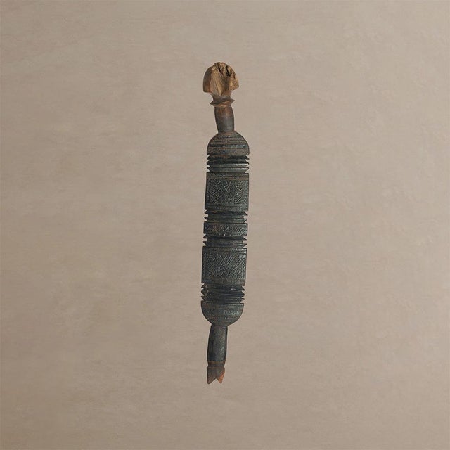 Wood Vintage Berber Hand-Carved Wooden Tent Peg Wall Sculpture For Sale - Image 7 of 7