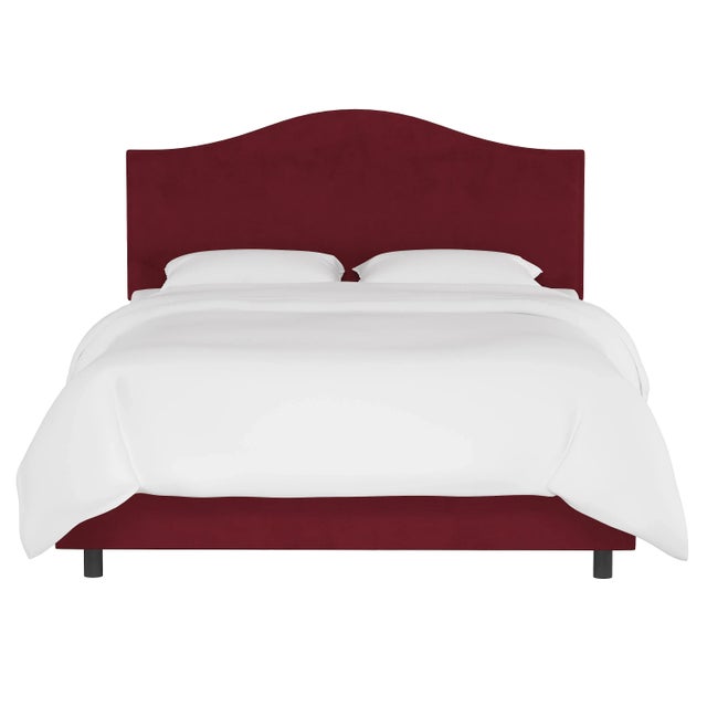 Transitional Kenmore Bed in Berry Classic Velvet, King For Sale - Image 3 of 6