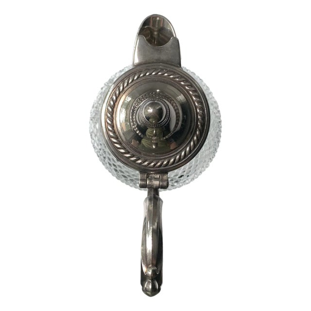 Victorian Late 20th Century Large Victorian-Style Silverplate & Cut-Glass Claret Jug, 12.75" Tall For Sale - Image 3 of 7