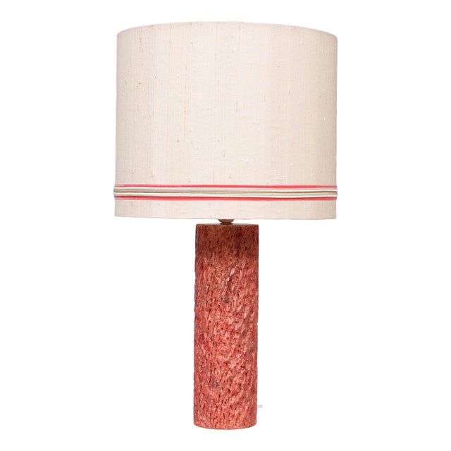 Sculpted and Textured Pink Marble Lamp, Italy, 1950s For Sale