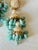 Vintage 1950s Faux Turquoise Chandelier Clip-on Earrings, Gold-Tone, Pair For Sale - Image 11 of 16