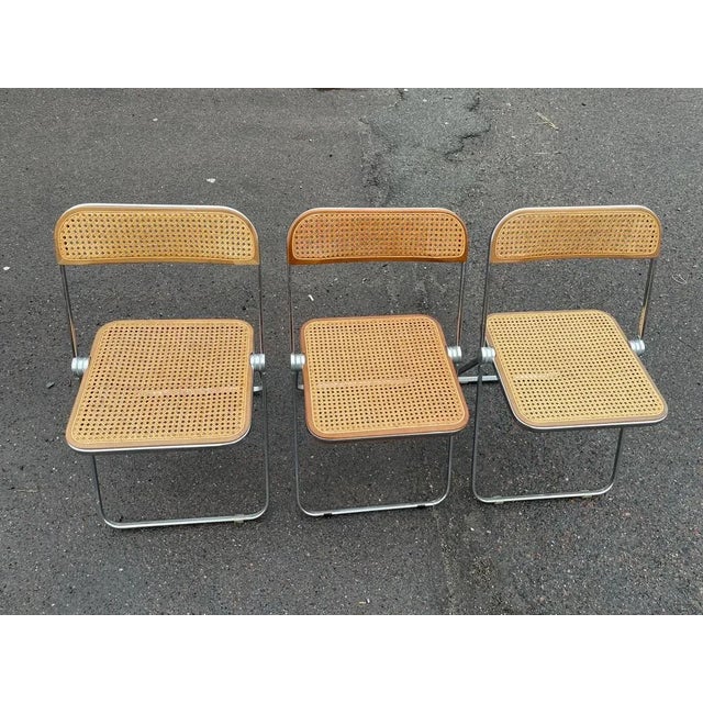 1960s Set of Plia Cane Folding Chair by Giancarlo Piretti for Castelli, 1960s For Sale - Image 5 of 10