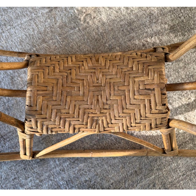 Mid-Century Modern Franco Albini Style Vintage Rattan & Bamboo Rocking Horse, Italy, C. 1960s For Sale - Image 3 of 10